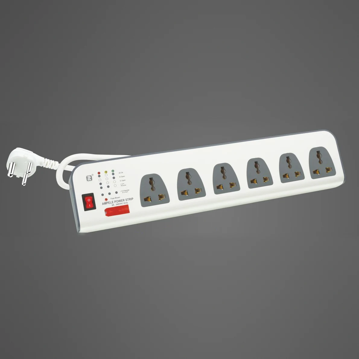 Ampele Royal 6×1 Power Strip 1.5 Mtr (PS-754)